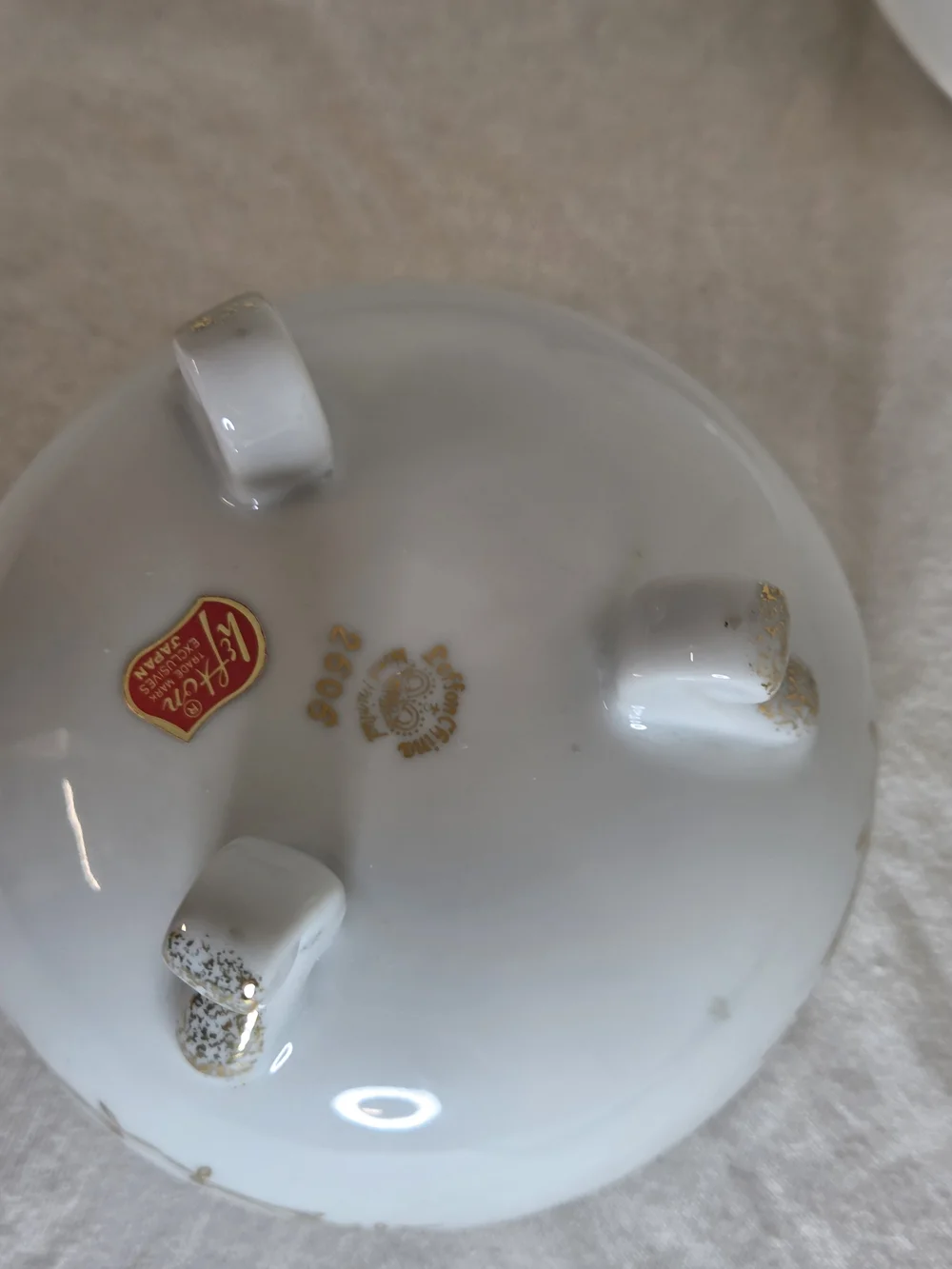 Vintage White and Gold Anniversary Covered Dish - Elegant Home Dining Accent